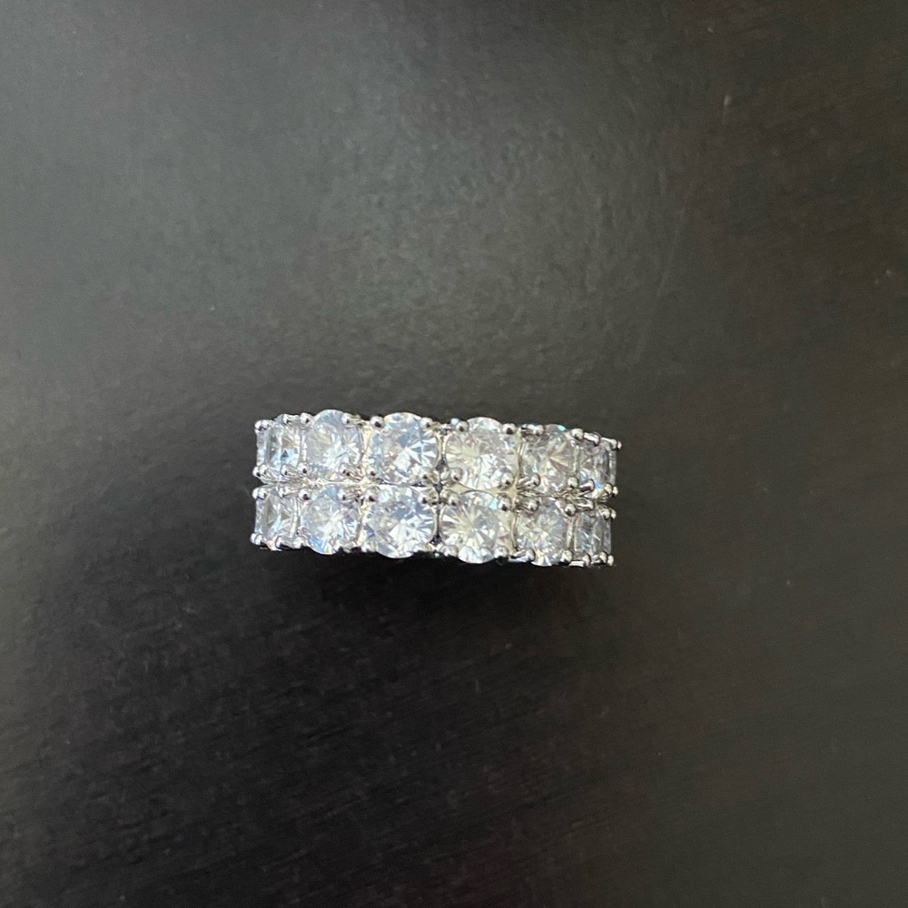 2 row CZ clear stones ring